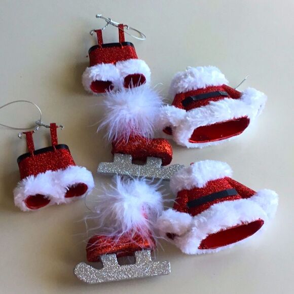 Santa & ice skate Christmas tree ornaments ice skater skating decor - Picture 2 of 2